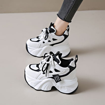 Platform Sneakers Lace-Up Applique