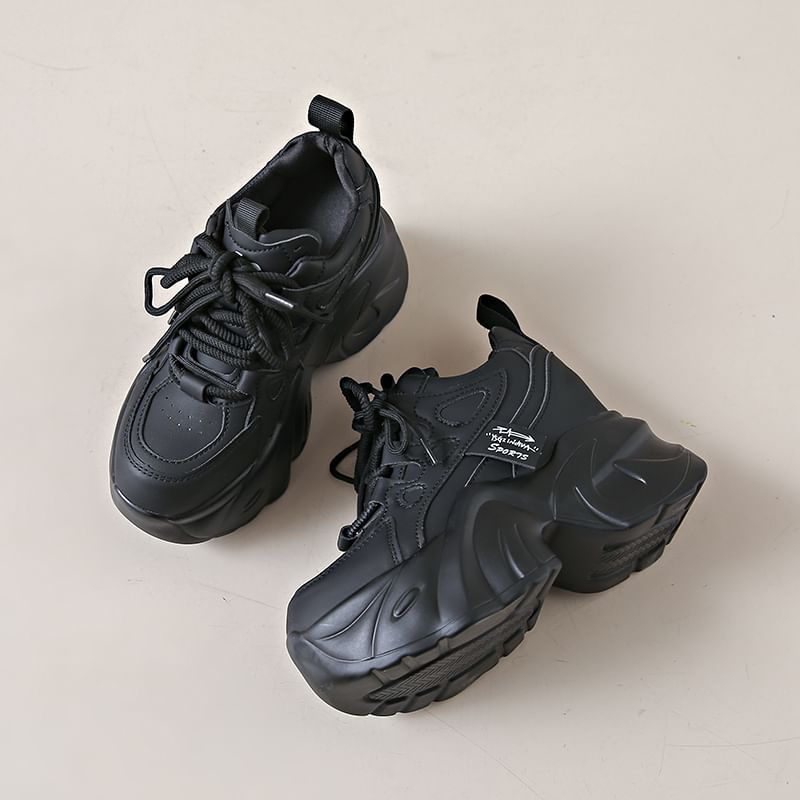 Platform Sneakers Lace-Up Applique
