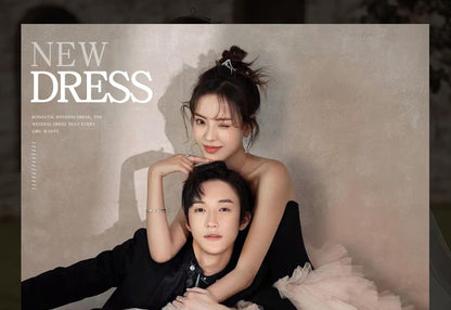 Two A-Line Tone Ruffle Gown Strapless Ball