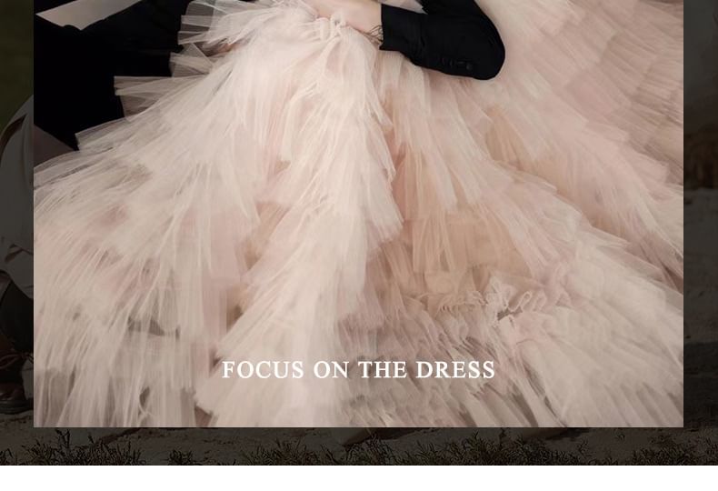 Two A-Line Tone Ruffle Gown Strapless Ball