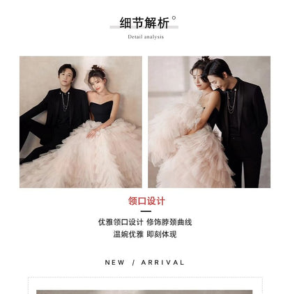 Two A-Line Tone Ruffle Gown Strapless Ball