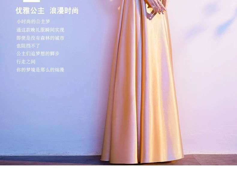 A-Line Gown Sequin Short-Sleeve Evening