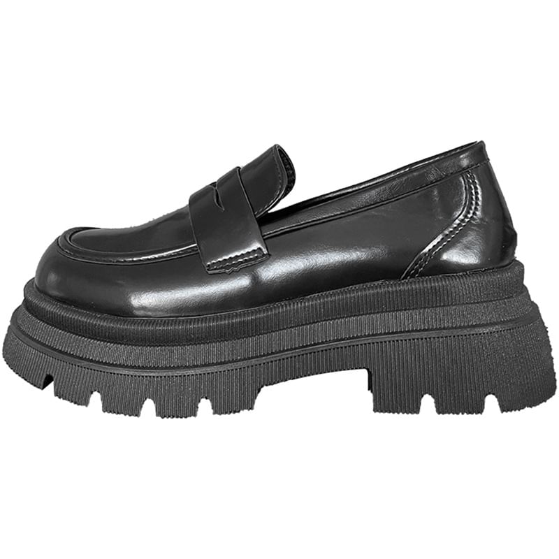 Faux Loafers Leather Platform
