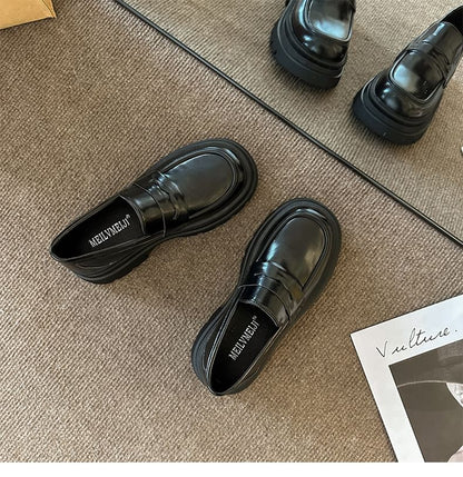 Faux Loafers Leather Platform