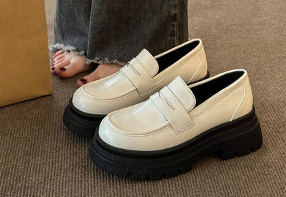 Faux Loafers Leather Platform