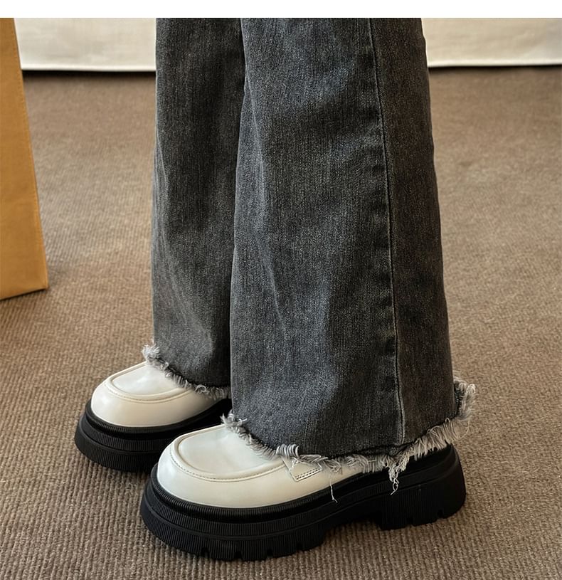 Faux Loafers Leather Platform