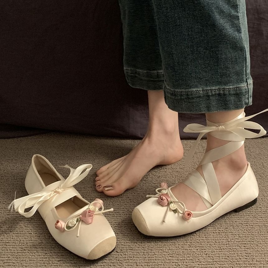 Balletcore Floral Flats Accent