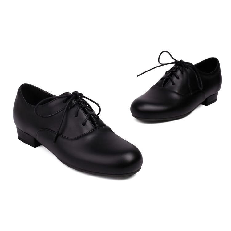 Heel Plain Leather Lace-Up Chunky Faux Shoes