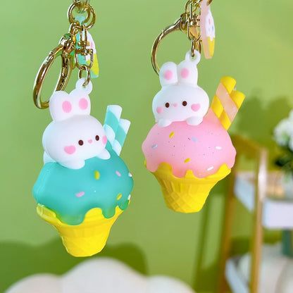 Rabbit Ice Cream Bag Charm Keyring