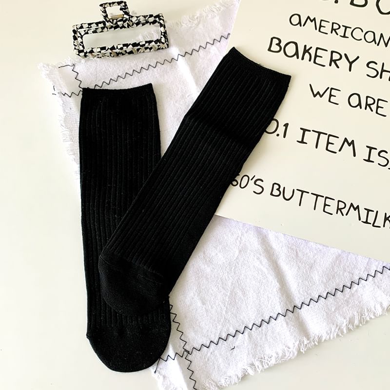 Striped Socks / Plain Socks / Contrast Trim Socks