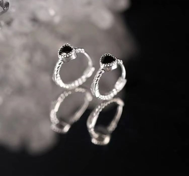 Heart Twisted Sterling Silver Huggie Earring