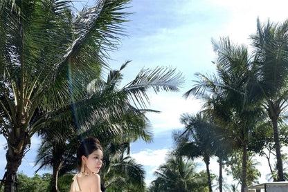 Dress Maxi Plain Halter A-Line V-Neck