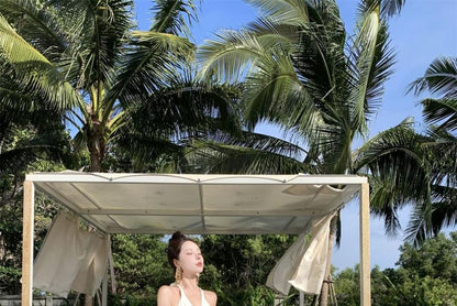 Dress Maxi Plain Halter A-Line V-Neck