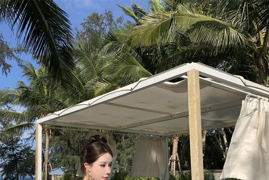 Dress Maxi Plain Halter A-Line V-Neck