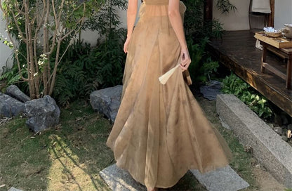 A-Line Mid Camisole Set: Maxi Plain + Rise Top Flowy Skirt