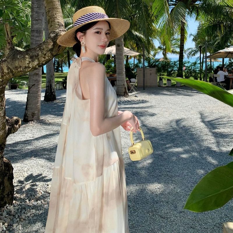 A-Line Floral Dress Maxi Sleeveless