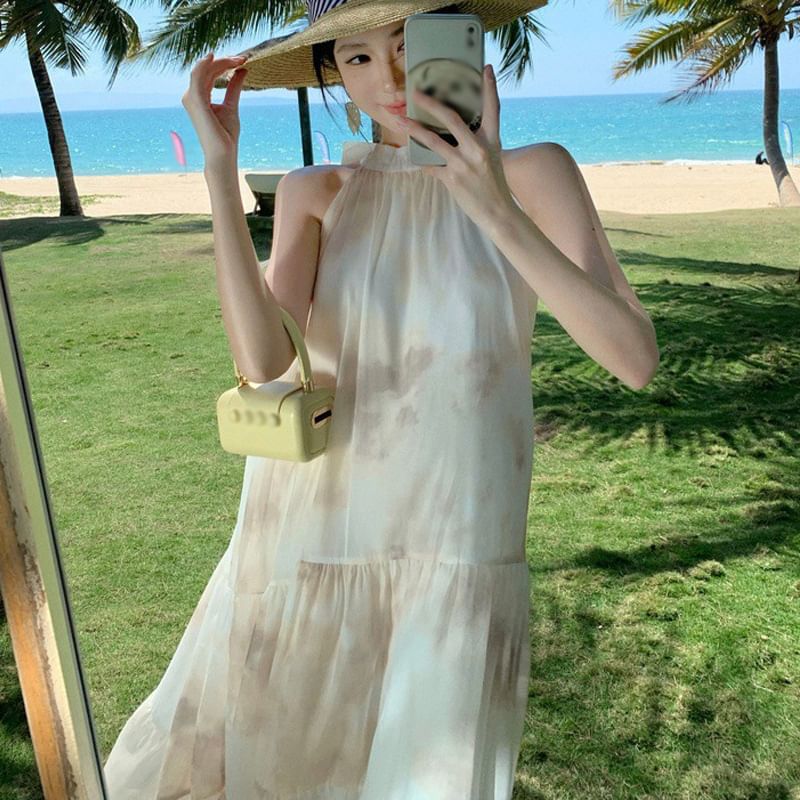 A-Line Floral Dress Maxi Sleeveless