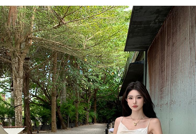 Maxi Cowl Strap Plain Mermaid Neck Spaghetti Dress