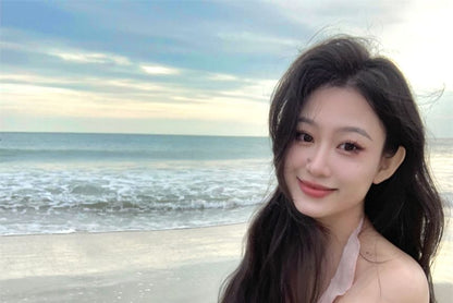 Dress Ruffle Cutout Mini Plain Halter A-Line Neck Trim