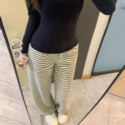 Mid Rise Striped Wide Leg Pants