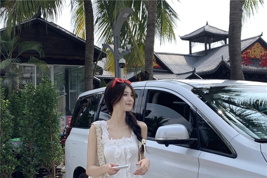 / High Plain Trim A-Line Tank Maxi Top Rise Lace Skirt