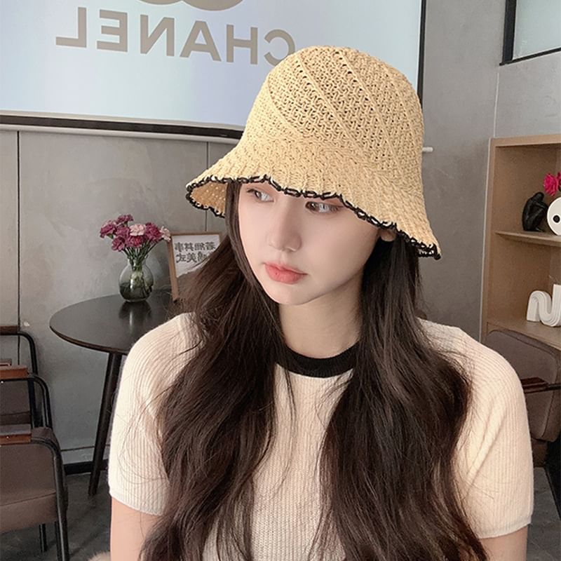 Hat Bucket Contrast Trim Woven