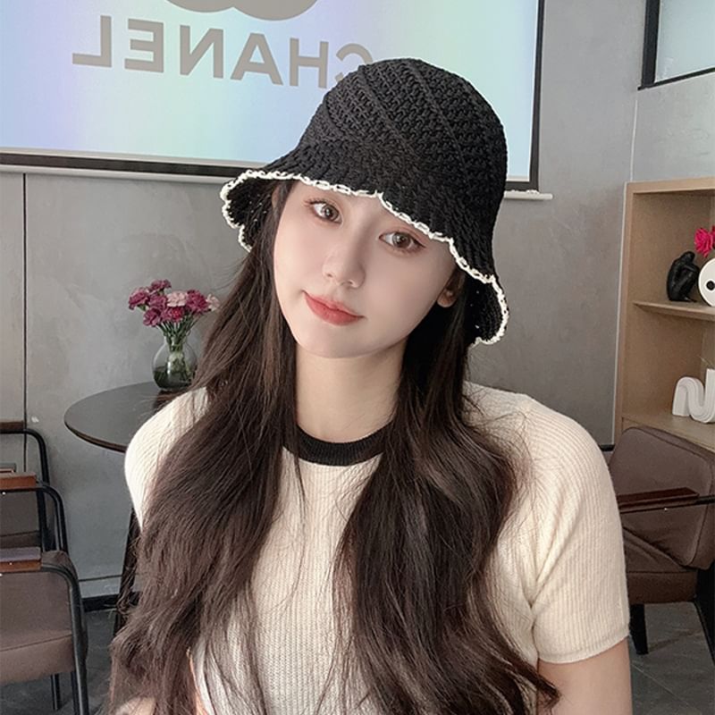 Hat Bucket Contrast Trim Woven