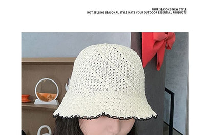 Hat Bucket Contrast Trim Woven