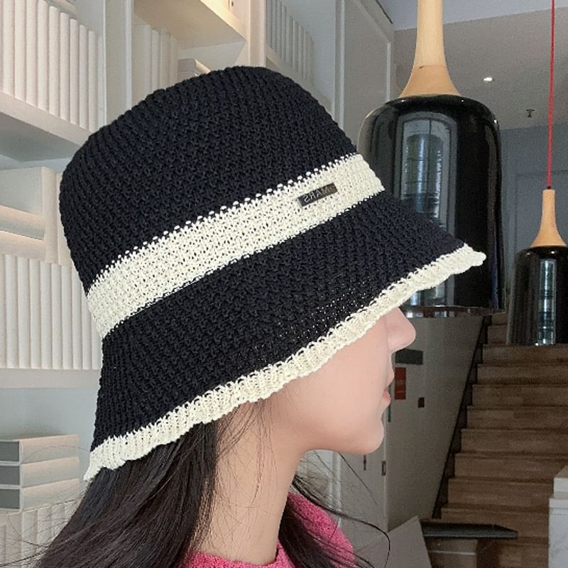 Hat Bucket Contrast Woven Trim
