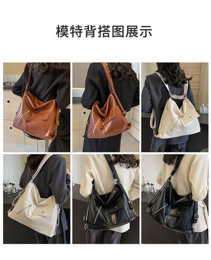 Multi-Pocket Tote Leather Bag Faux