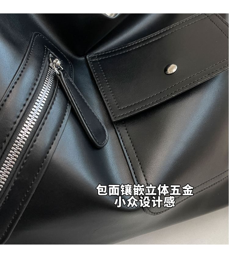 Multi-Pocket Tote Leather Bag Faux