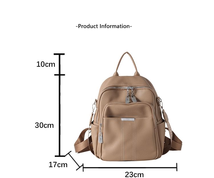 Leather Backpack Faux Multi-Pocket