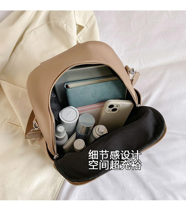 Leather Backpack Faux Multi-Pocket