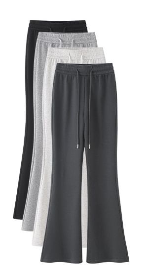 High Rise Plain Drawstring Flare Sweatpants