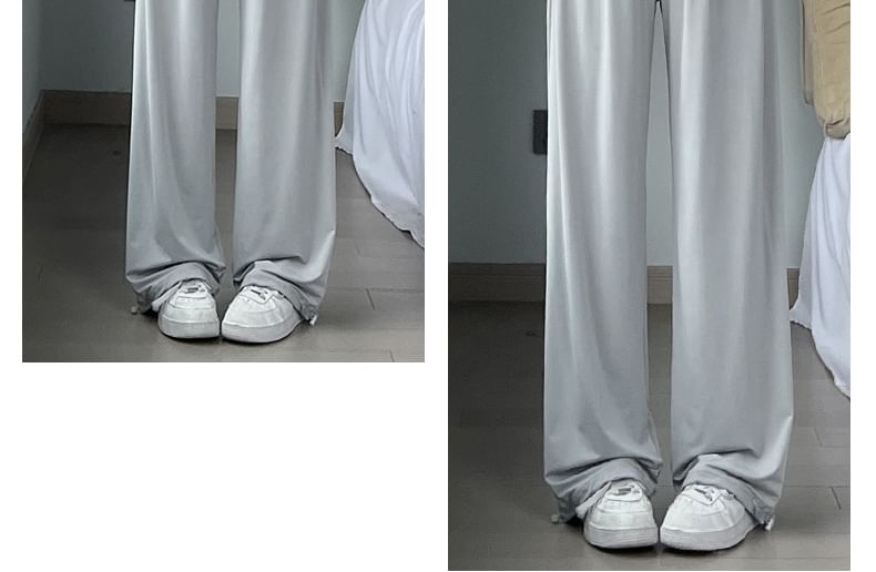 High Rise Plain Drawstring Gather Cuff Wide Leg Sweatpants