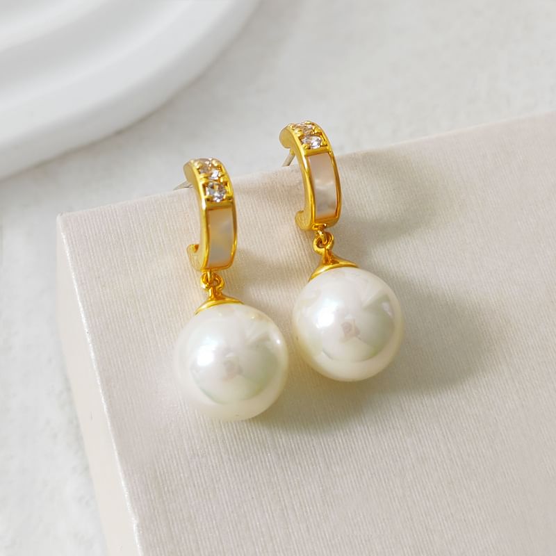 Faux Pearl Rhinestone Drop Earring