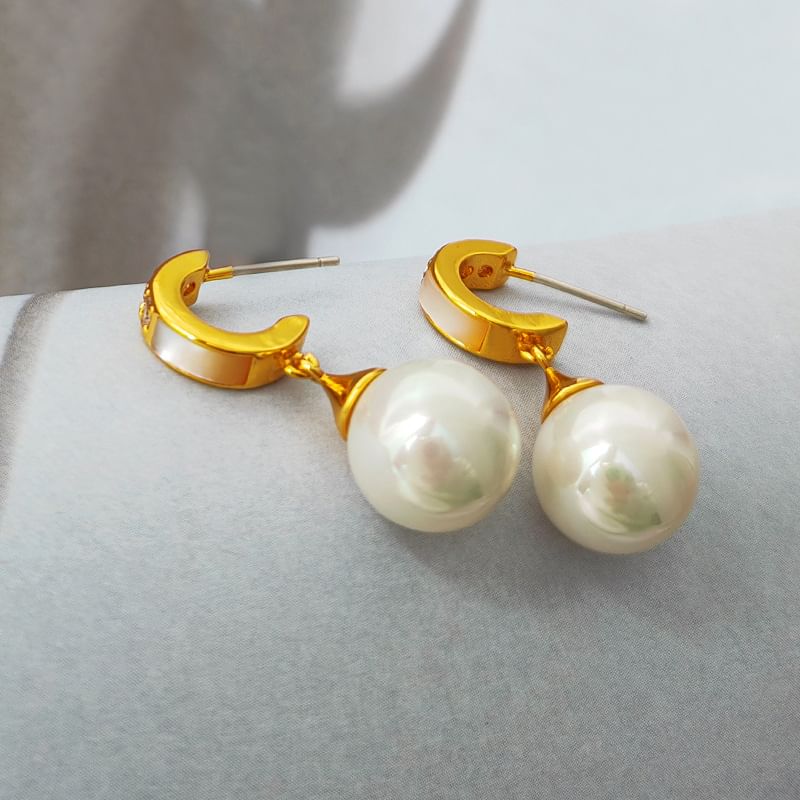 Faux Pearl Rhinestone Drop Earring