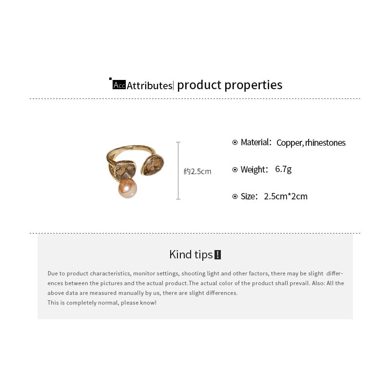 Open Pearl Layered Ring Rhinestone Faux