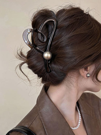 Pearl Heart Claw Hair Faux