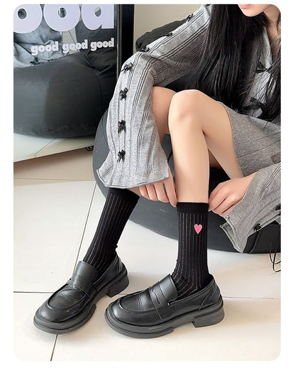 Heart Print Ribbed Socks / Set