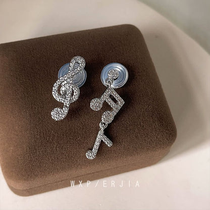 Earring Cuff Rhinestone Music