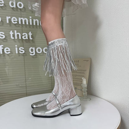 Sequin Fringed Lace Socks