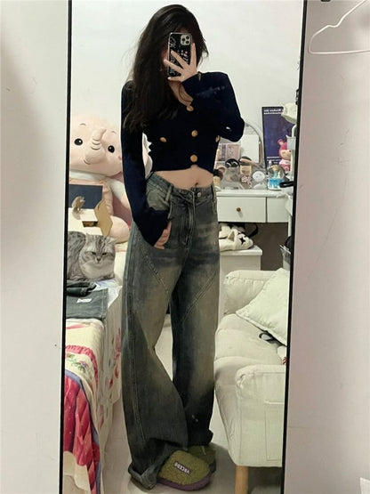 High Waist Washed Wide Leg Jeans