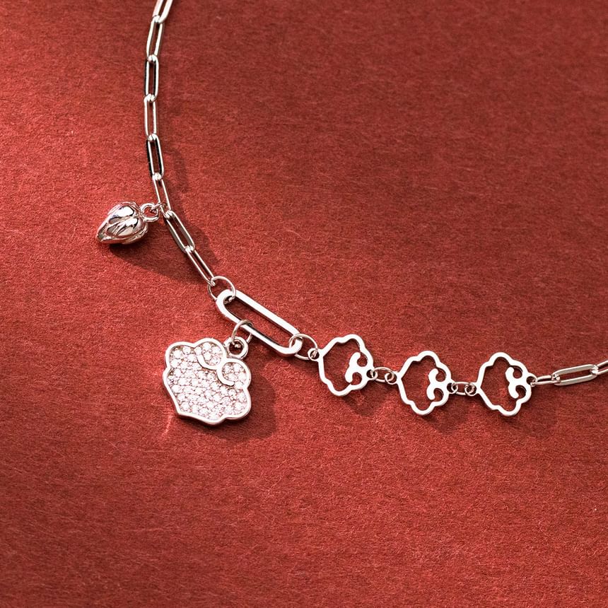 Cloud Rhinestone Pendant Sterling Silver Bracelet