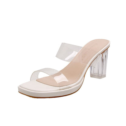 Chunky Heel Sandals Platform Slide