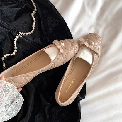 Faux Pearl Bow Flats