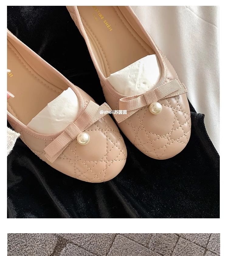 Faux Pearl Bow Flats