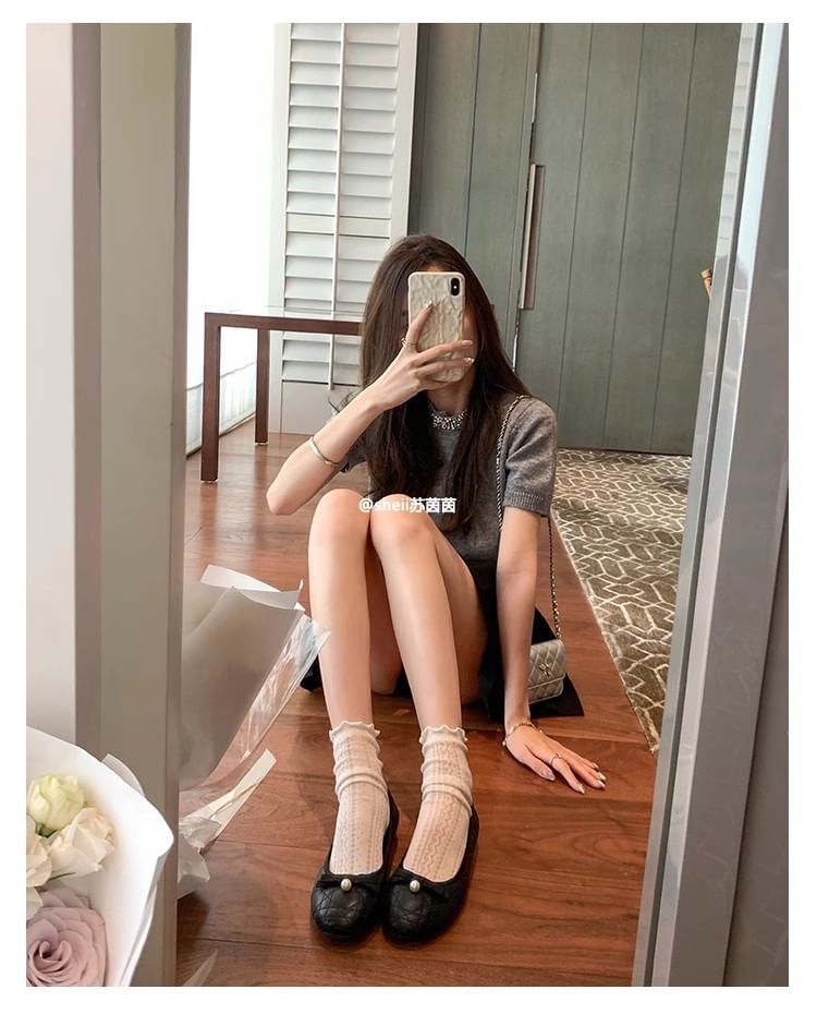 Faux Pearl Bow Flats