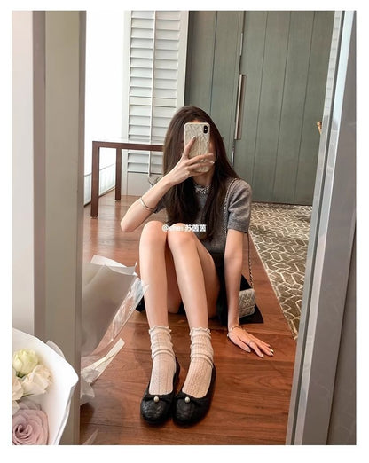 Faux Pearl Bow Flats