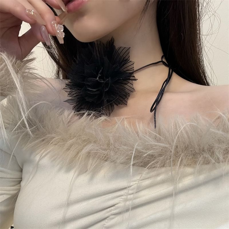Choker Floral String Fabric